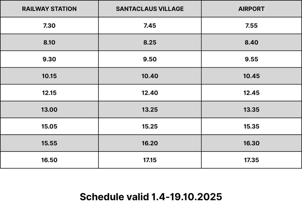 Aikataulu tuotteelle Santa's express testi
